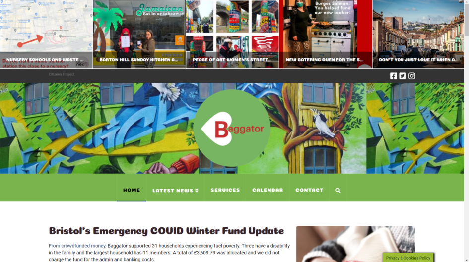 Baggator website was designed with the community